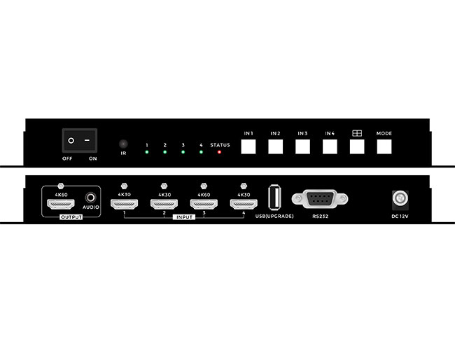 4x1-4K60-HD-Multiviewer-Quad-Screen-seamless-switch-with-IR