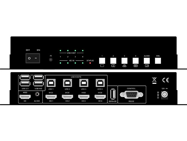 How to control the CCTV and computers on one screen? AV over IP extender with USB and 4x1 multiviewer with KVM