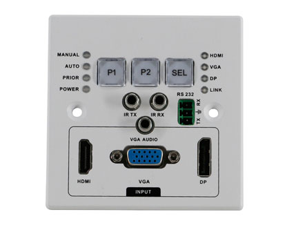 4K-DisplayPort+HDMI+VGA-HDBaseT-Wallplate-Transmitter