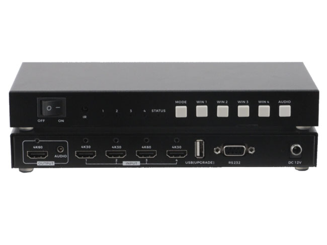 4x1 4K60 HD Multiviewer Quad Screen seamless switch w/ IR