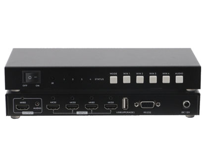 KVM-4K60-4x1-HD-Multiviewer-with-8-working-modes，IR-remote-and-RS232-control