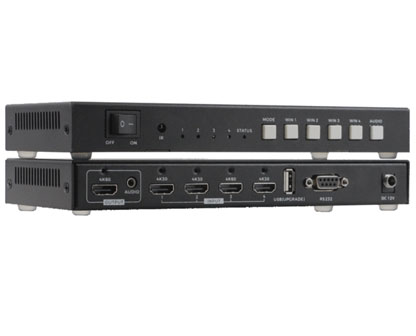 KVM-4K60-4x1-HD-Multiviewer-with-8-working-modes，IR-remote-and-RS232-control