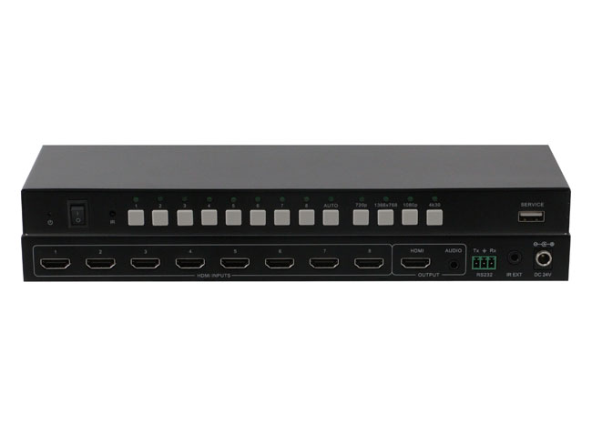 Auto HDMI 4K30 seamless switcher 8x1 w/ EDID CEC IR Remote Audio