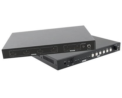 4K Video Wall controller 2x2 with audio out IR remote and push-button control splicing edge adjustment