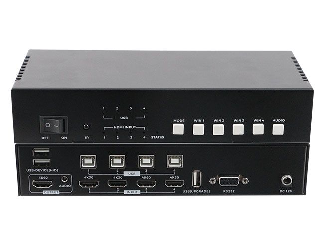 4x1 4K60 KVM HD Multiviewer Quad Screen seamless switch w/ IR