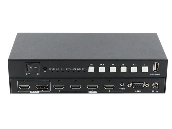 2x2 4K60Hz HDMI Video Wall controller bezel correction IR remote