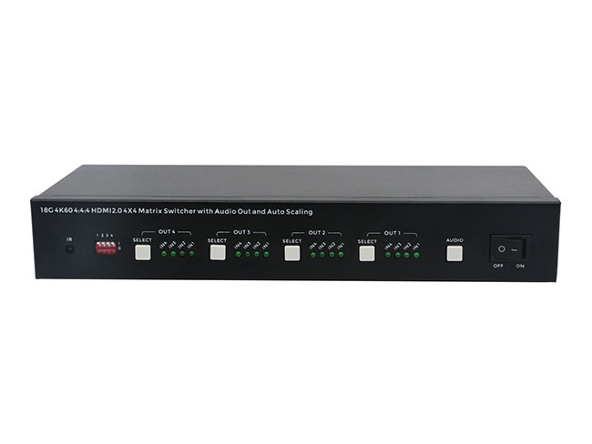 4K60 HDMI 4x4 Matrix Switcher with Audio IR Remote RS232 Control