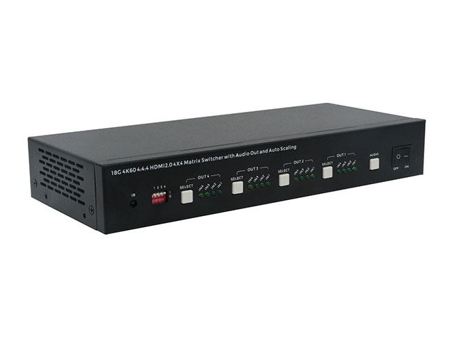 4K60 HDMI 4x4 Matrix Switcher with Audio IR Remote RS232 Control