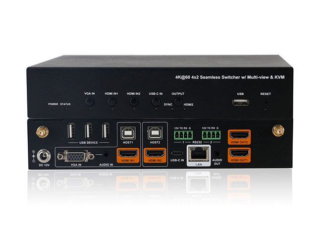 4K Wired Presentation HD Switcher with multiviewer and scaling