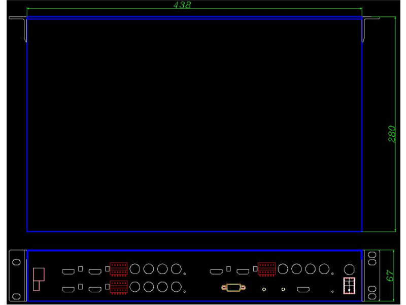 4K-Modular-HDMI-Matrix-Switcher-8x8-Chassis-with-Video-Wall-RS232-size-drawing