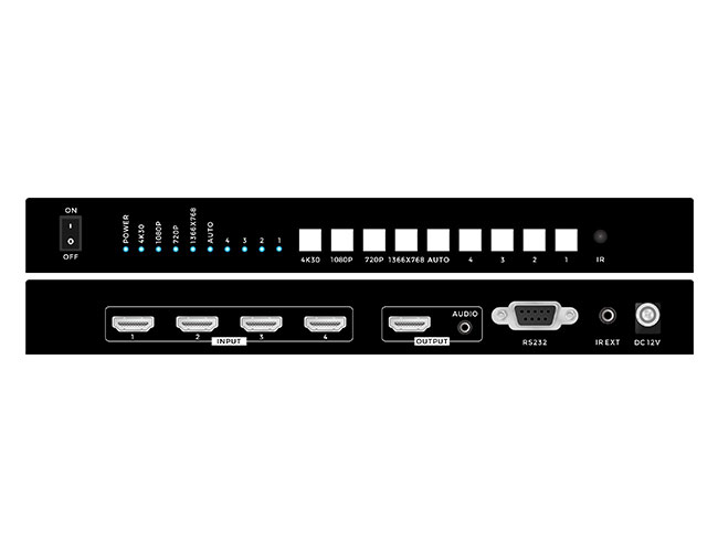 Auto HDMI 4K30 seamless switcher 4x1 w/ EDID CEC IR Remote Audio