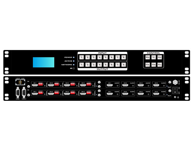 Modular HD Matrix Switcher 8x8 chassis with Video Wall RS232