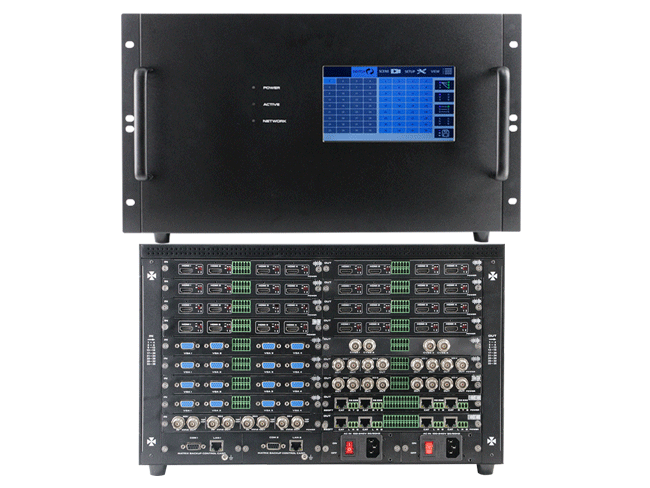 Modular 4K HDMI matrix switcher 36x36 touch screen chassis with