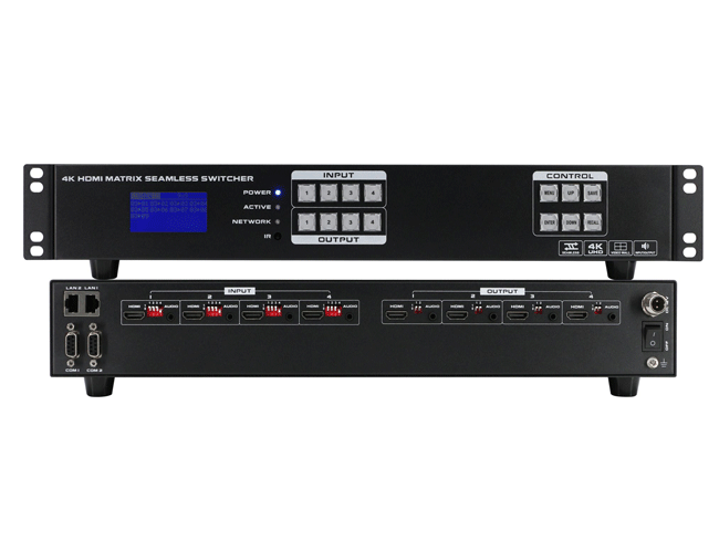 4K60 Fixed 4x4 HDMI Matrix Switcher with seamless switch