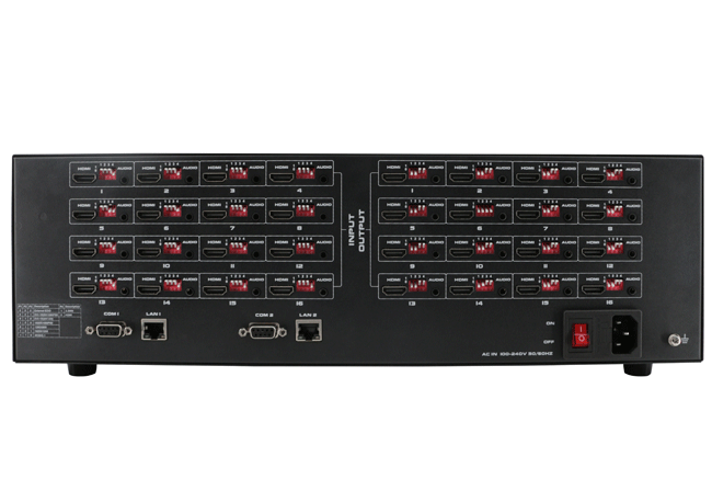 16x16 4K60 HDR HDMI2.0 Matrix Switcher with WEB GUI, APP control