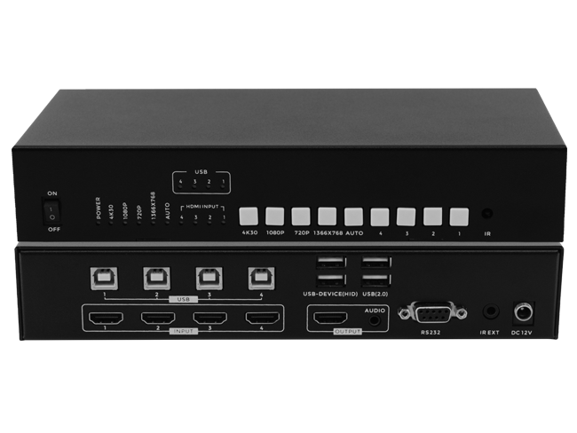 4x1 4K30 HDMI Switcher with KVM seamless switching