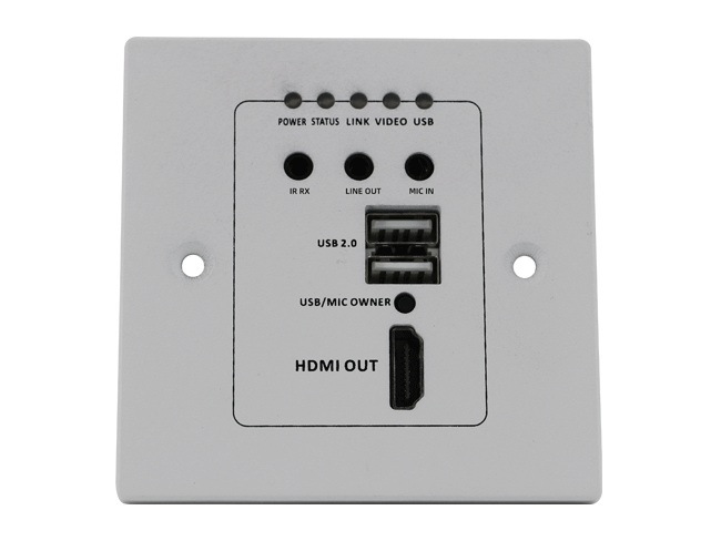 4K HDMI+USB2.0 Wallplate Receiver with POC and audio