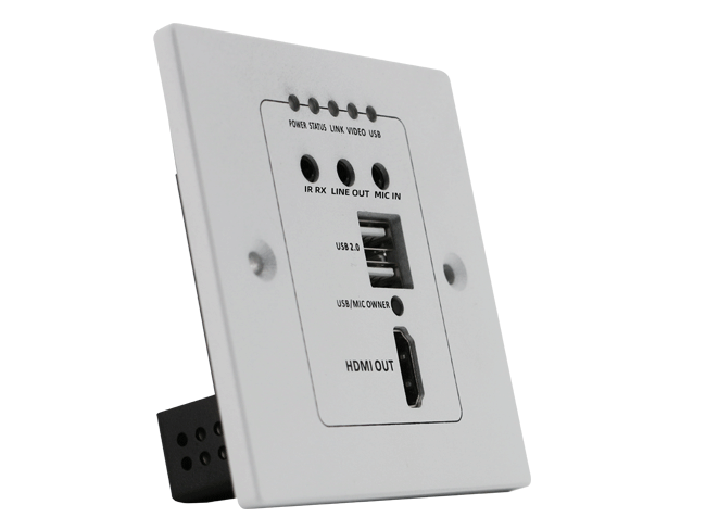 4K HDMI+USB2.0 Wallplate Receiver with POC and audio