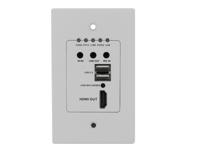 4K HDMI+USB2.0 Wallplate Receiver with POC and audio