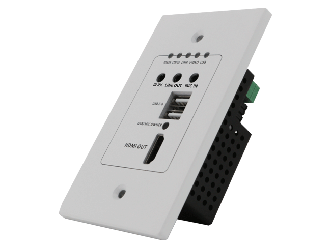 4K HDMI+USB2.0 Wallplate Receiver with POC and audio