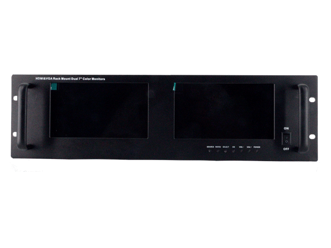 Dual rack-mounted HDMI+VGA 7inch monitor