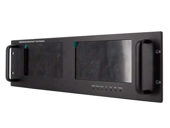 Dual rack-mounted HDMI+VGA 7inch monitor