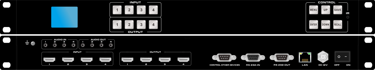 4X4 4K60无缝切换分割拼接矩阵(APP型）（FIX-MVM-400-4K60V2）外观 - V001